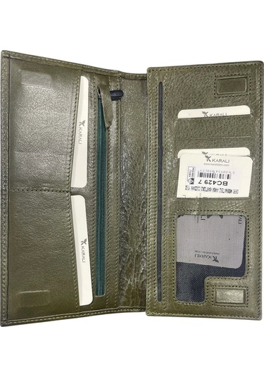 Karali Deri Mıknatıslı Arka Kartlık Cüzdan Yeşil Bc429-7 Yeşil