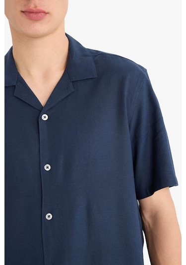 Defacto Relax Fit Polo Yaka Kısa Kollu Gömlek D9882ax25aunv256 Lacivert