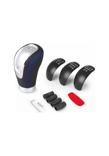 Mavi 5/6 Hız Evrensel R Pu Deri Vites Topuzu Manuel Araba Vites Sopa Kafa Vites Değiştirme Topuzu Modifiye Vites Kafası