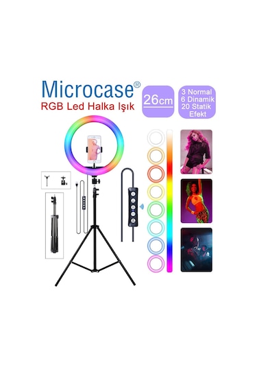 26 Cm Selfie Rgb Led Ring Halka Işık+2.1Mt Tripod+Kumanda Al2643
