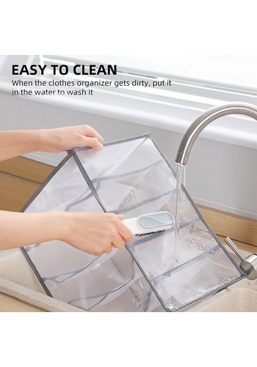 Leezsing 5 Adet Giysi Düzenleyici 5/7/9/12 Izgara Dolap Düzenleyici Depolama Çekmece Bölücüler Gardırop Giysi Kutusu Kot Pantolon Tişört İç Çamaşırı Gri