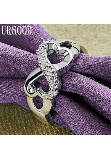 925 Ayar Gümüş Kalp Yay Yüzük Parti Hediye Romantik Takı