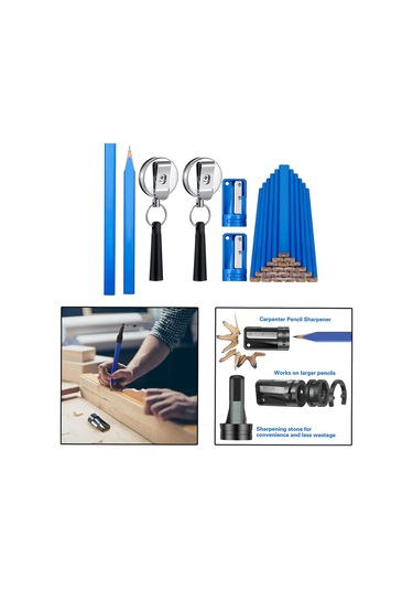 Suntek Marangoz Seti İnşaat Taslaklığı Için Dıy Düz 20-adet-mavi-kalem