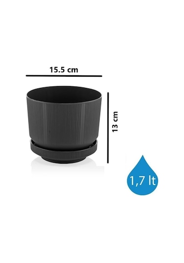 Omnipazar So-s281 Dekoratif Tabaklı Lüks Çizgi Desenli Saksı 1.7 Litre