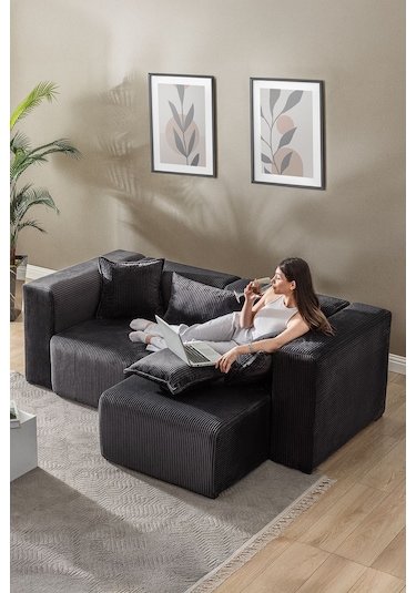 Katt Modüler Ekstra Rahat İskeletli 2 Li Koltuk 10 Renk Antrasit