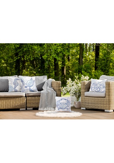 Deniz Kabukları Temalı Marin Dekoratif Yastık Kılıfı 4'lü Set Karışık/Çok Renkli