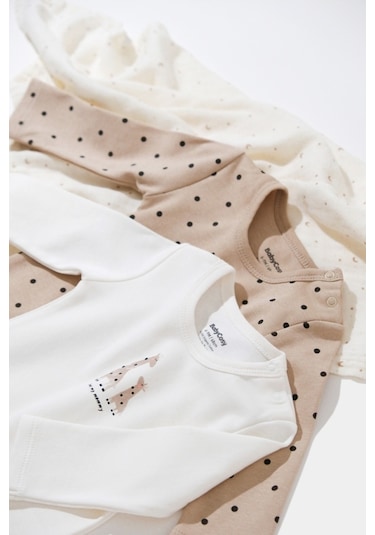 Organik Zürafa Desenli 2 Li Uzun Kollu Badi 001