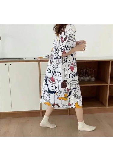Snapbuy Kadın Kore Tarzı Yaz Pijama Seti - Rahat Ev Kıyafeti, Kısa Kollu Pijama Öğrenciler İçinerkek Gökyüzü Mavi