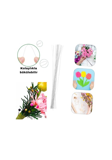 Beyaz Yapay Çiçek Teli, No:24 1 Mm - Çiçek Aranjman Yapım Teli,