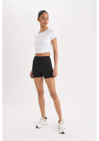 DeFactoFit Siyah Beli Saran Esnek Biker Kısa Sporcu Tayt D2907AX25SMBK81 SiYAH