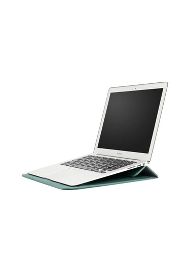 Macbook Pro 14 İnç M3 A2992 A2918 Uyumlu Deri Mıknatıslı Çanta Stantlı Şık Tasarım Haki