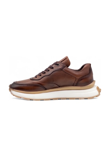 Voyager 1001 Erkek Hakiki Deri Sneaker Taba