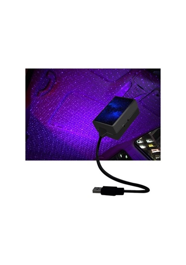 Moly Yunboo Mavi Usb Yıldız Projeksiyon Lambası - 3 Modlu Nefes/flash/sesli Döner Esnek Boyun Oda/araç Dekoru C206 Siyah Siyah