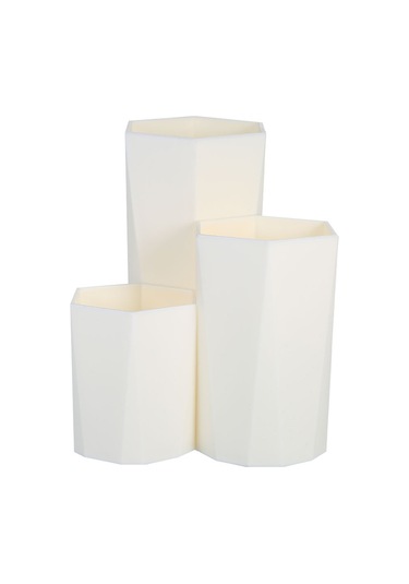 Wezone Beyaz Üç Borulu Kozmik Organizer - Makyaj Fırçaları, Kalemler Ve Cetveler İçin Ofis Odası Masaüstü Depolama Kutusu S2019060601 Diğer