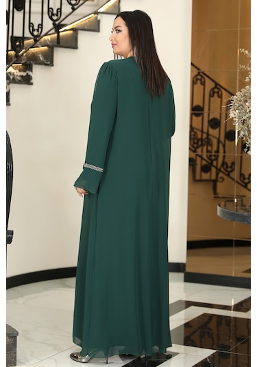 Raika Moda Sultan Büyük Beden Tesettür Abiye Zümrüt
