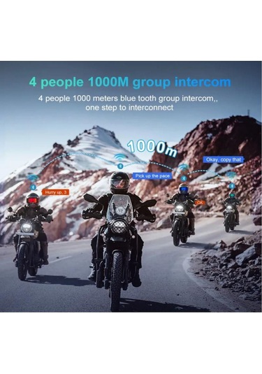 1000 Mt Intrcom Kask Kulaklık Su Geçirmez 4 Eşleşmeli 1000 Mt Grup Sohbet 500 Mt 2 Kş Müzik Paylaşım