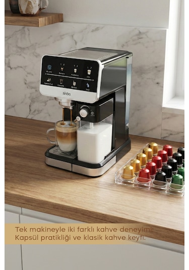 Sinbo SCM-2996 PRO Cappuccino Latte Espresso Makinesi Siyah
