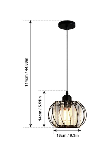 Springsun Siyah Cam Fener Tipi Asım Aydınlatma, 12w Isınak Işık, Uzunluğu Ayarlanabilir Tel, Koridor-balkon-giriş İçin Modern Tasarım Siyah