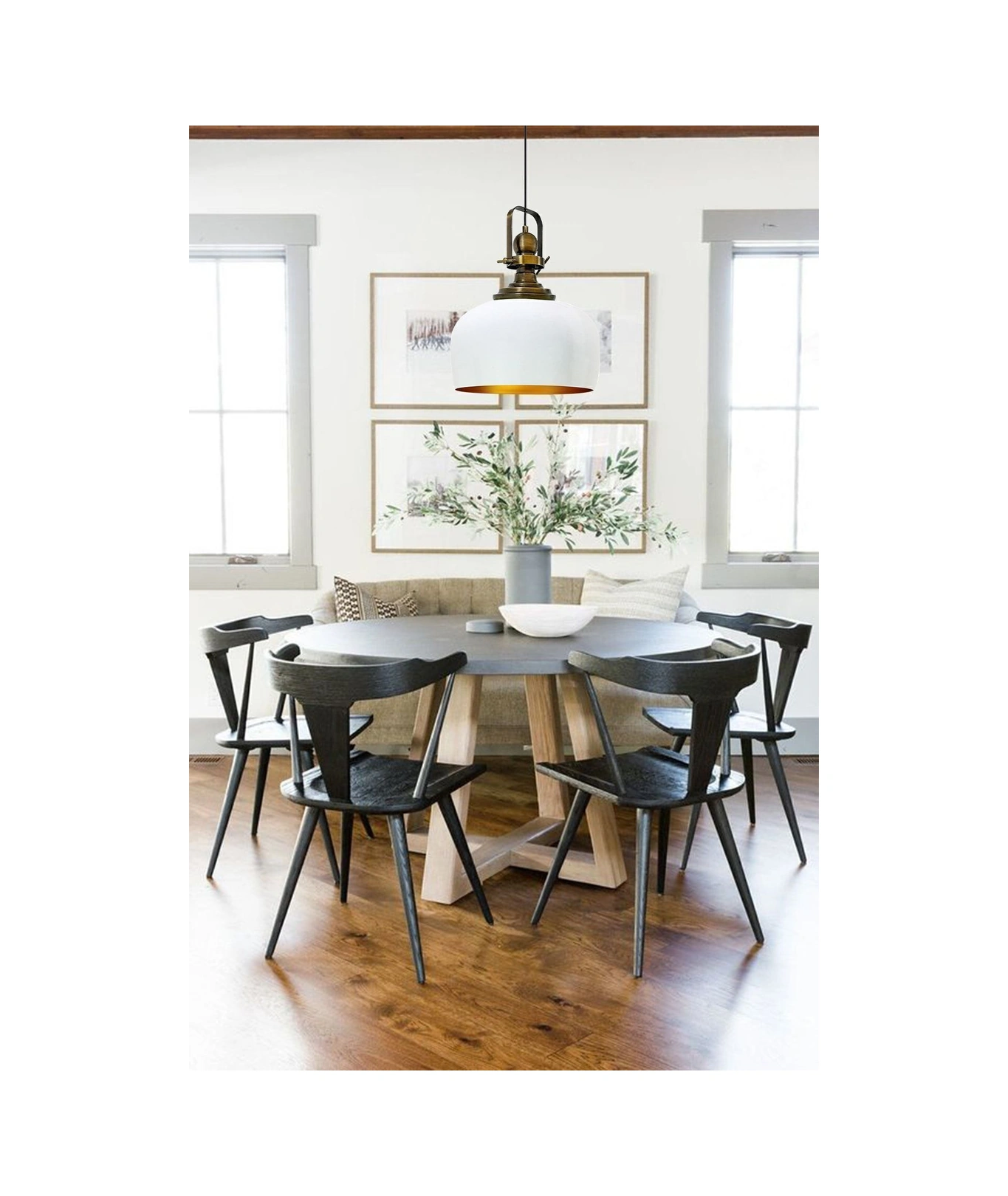 Beyaz Renk Eskitme Başlıklı Tekli Avize Salon Masaüstü Mutfak Cafe Tekli Sarkıt Lamba Vintage Beyaz