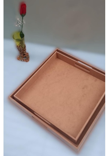 Hobi Dekoratif Tepsi Takım İkili Model HAM Ahşap MDF El Yapımı