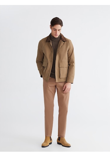 Lcwaıkıkı Classic Kahverengi Kadife Yaka Gabardin Erkek Ceket