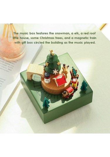 Novahub Noel Trenli Mekanik Müzik Kutusu - Kurmalı Hareketli Dekoratif Hediye, Küçük