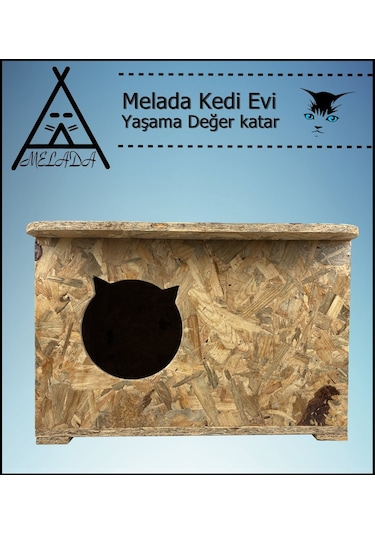 Melada Kedi Evi Dış Ortam Uygun Ahşap Kedi Evi Osb 60x45x40 Cm