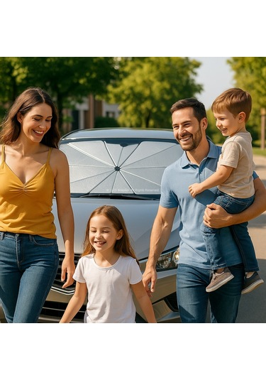 Katlanabilir Şemsiye Tipi Güneşlik 140x80 Cm Uv Koruma Isı Yalıtımı Kolay Kurulum
