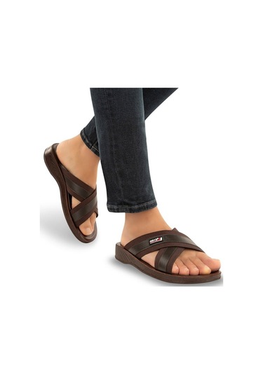 Muya İkon 6 Nokta Anatomik Taban Topuk Dikeni Dört Mevsim Erkek Terlik Kahverengi