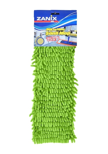 Mikrofiber Nemli Makarna Şönil Mop Paspas Yedeği Yeşil 50 Cm