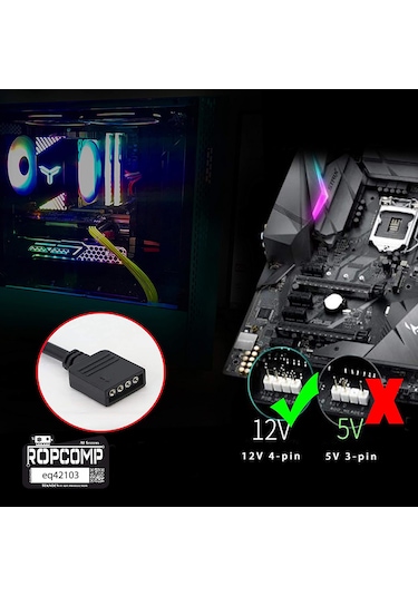 Ropcomp Pc Kasa Ve Led Aydınlatma İçin 3 Çıkışlı 4-pin Rgb Splitter 30 CM