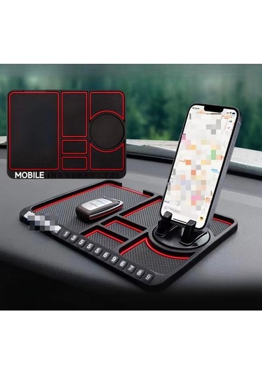 Zhltools Pratik Torpido Üstü Numaratörlü Telefon Tutucu Kaydırmaz Mat Siyah