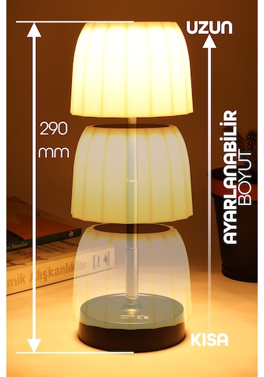 Şarjlı Masa Lambası Dimmerli Abajur Uzayabilir Işık Ayarlı Dokunmatik Kamp Çalışma Ofis Işığı 329c