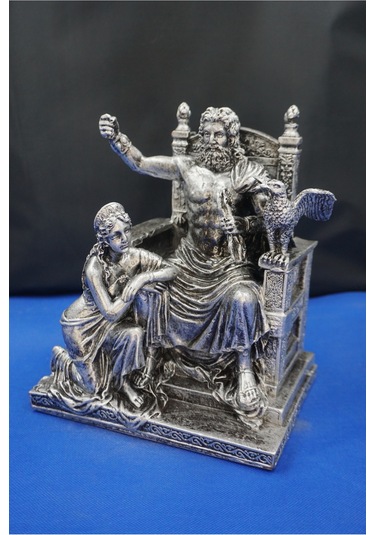 Zeus Ve Hera Mitolojik Heykel 30 Cm Dekoratif Biblo, Ev & Ofis Hediyelik Aksesuar Gümüş