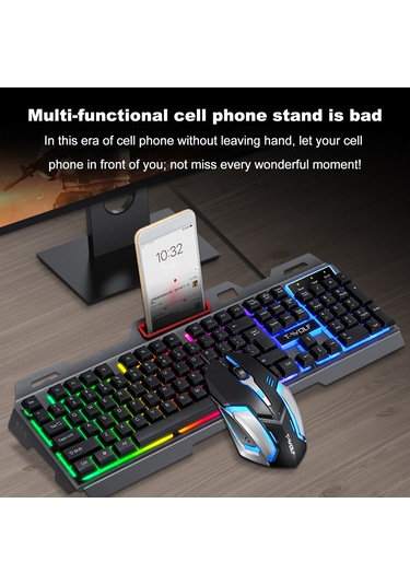 Jeemson T-wolf Tf600 Kablolu Usb Oyun Klavye Ve Mouse Seti, Mekanik His, Renkli Işık Efekti, 104 Tuş, 2400 Dpı Optik Mouse, Ofis Ve Oyun İçin Diğer