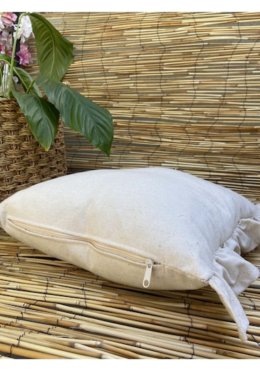 Keten Bohem Fırfırlı Vintage Kare Kırlent Kılıfı