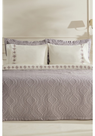 Karaca Home Glory Çift Kişilik %100 Pamuk 7 Parça Düet Set Pembe Lila