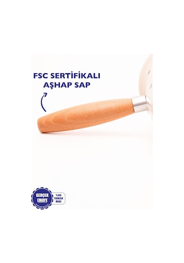 Black Cupid Emaye Ahşap Saplı Cezve 500ml-6 Kişilik
