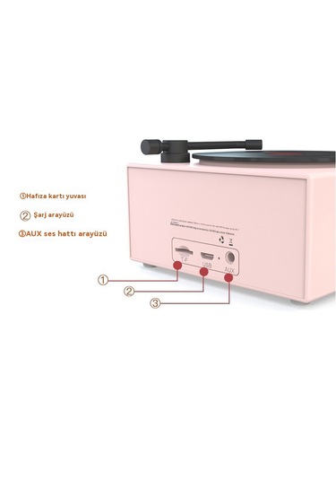 Atomik Vinil Kayıtlı Bluetooth Hoparlör-beyaz