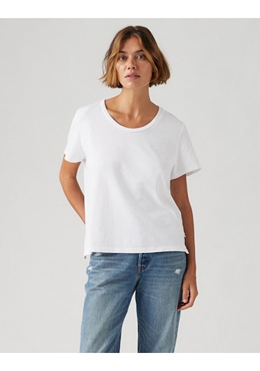 Levi's Bridget Pamuklu Keten Kısa Kollu Kadın Tişört Beyaz