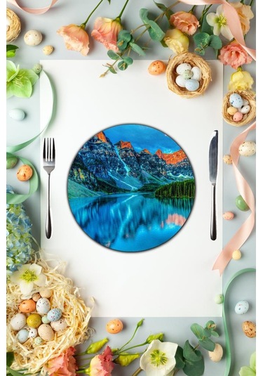 Çap 27 Göl Senfonisi Desenli Cam Sunumluk Amerikan Servis Supla