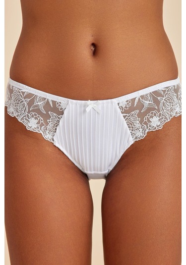 Paris Ekru Dantelli Slip Külot Ekru