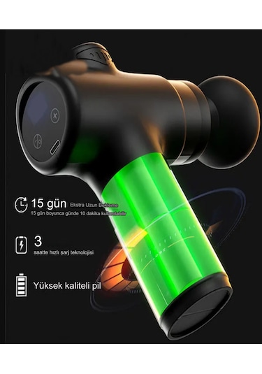 Hams103 Ekranlı Kablosuz Masaj Tabancası 6 Modlu Lcd Dokunmatik Siyah