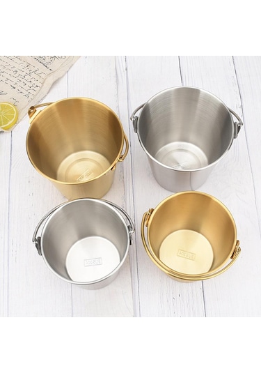 Gümüş Bar Dekor Küçük Kova Buz Kovası Parti Şeker Saklama 1800ml Gümüş