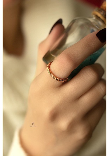 Yuvarlak Burma Model Halat 925 Ayar Ayarlanabilir Gümüş Yüzük-Ros