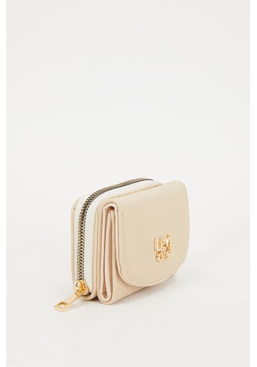 Krem Kabartma Desen Cüzdan Krem