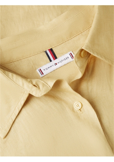 Tommy Hilfiger Ess Lınen Relaxed Shırt Kadın Bej Uk Gömlek - Ww0ww44679