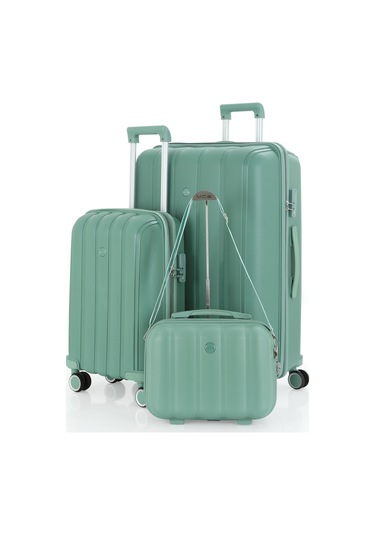 Mçs Polipropilen 3lü Valiz Seti Büyük & Kabin & Makyaj V305 S21yy1000082-set 10426 Su Yeşili