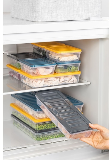 Meleni Home 24 Parça Mikrodalga Uyumlu Saklama Kabı 2x2400 ML 4x1200 ML 6x1170 ML 12x600 ML Antrasit