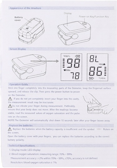 Vkemall Pulse Oksimetre Parmak Ucu Klipsli Nabız Oksimetresi L-ed Renkli Ekran Mini Spo2 Monitörü Oksije Gök Mavisi
